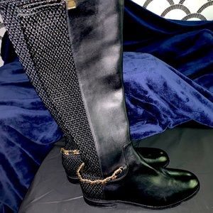 Cole Haan Black Idina Stretch Leather Boot - 9.5